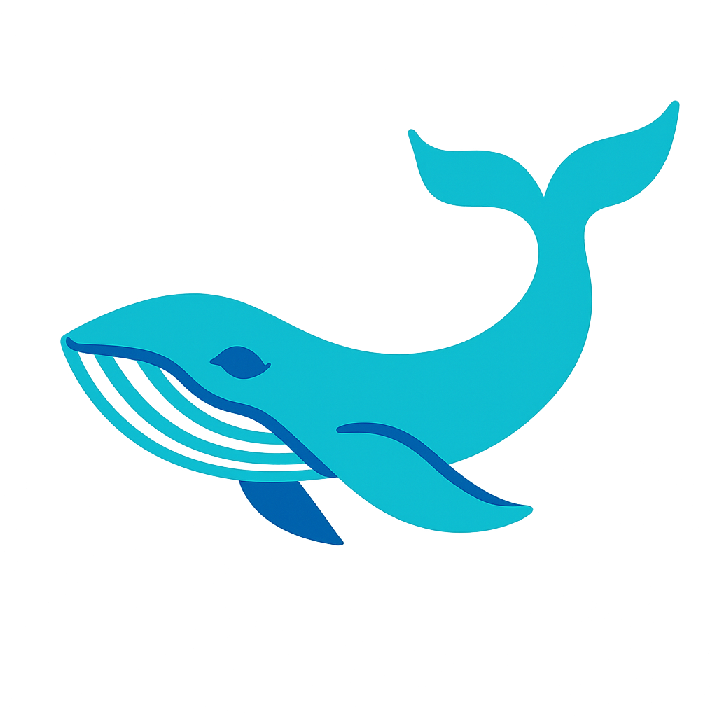 Whale icon for ocean resonance meditation and marine sound healing